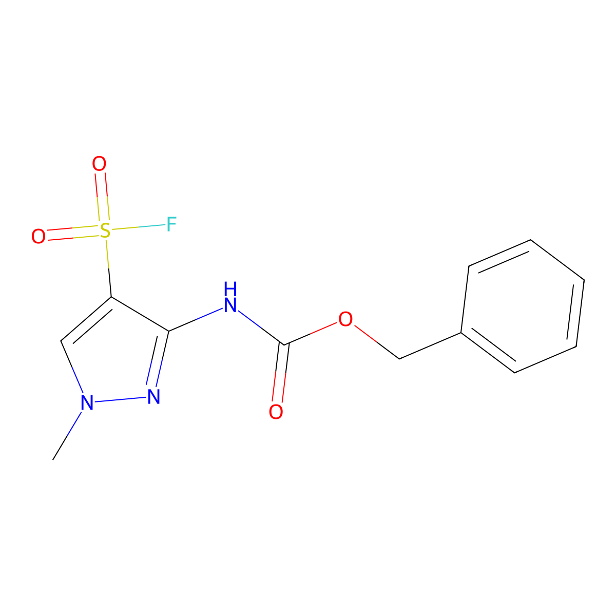 benzyl N-[4-(fluorosulfonyl)-1-methyl-1H-pyrazol-3-yl]carbamate molecular structure, CAS 2680748-07-4