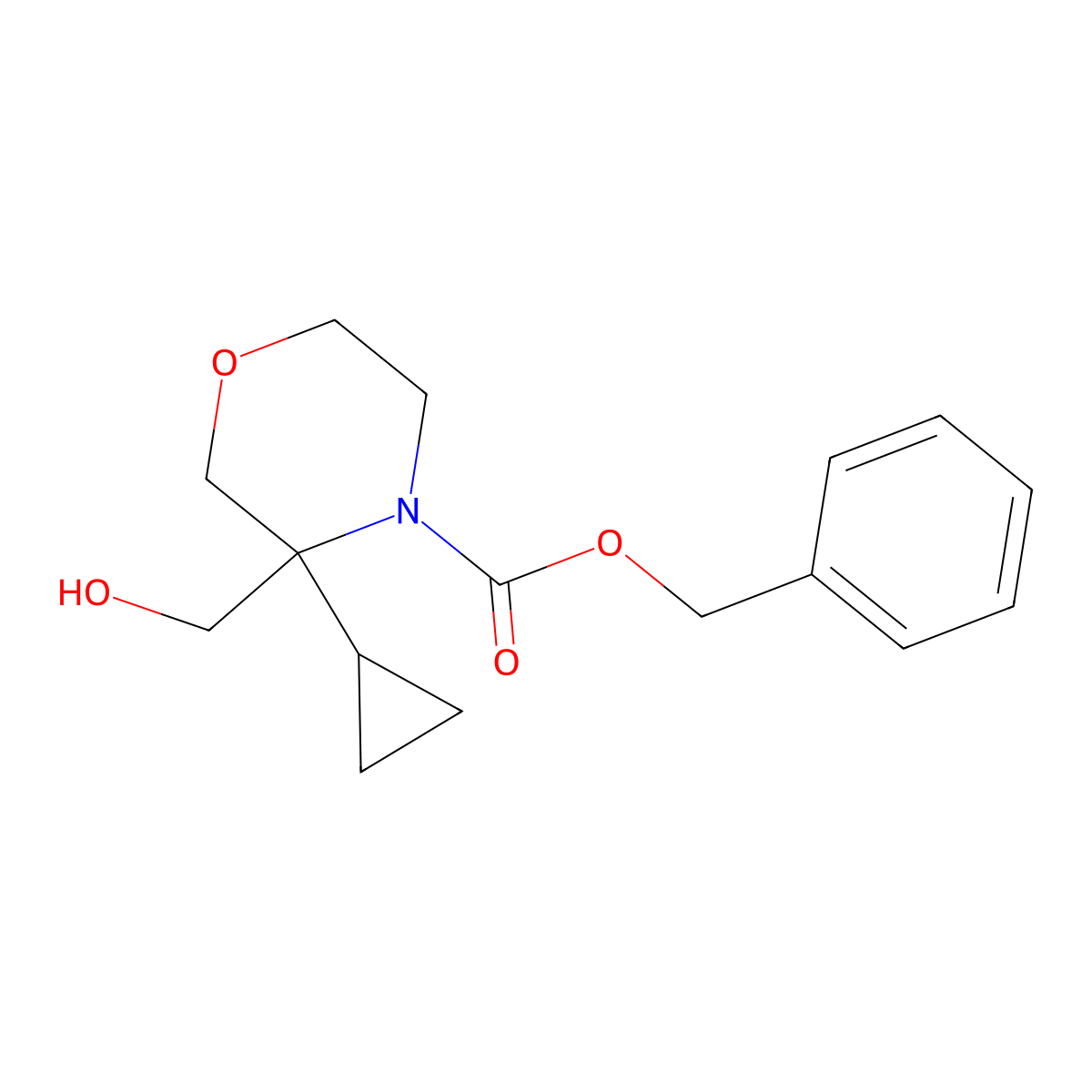 Benzyl 3-cyclopropyl-3-(hydroxymethyl)morpholine-4-carboxylate molecular structure, CAS 2680748-08-5