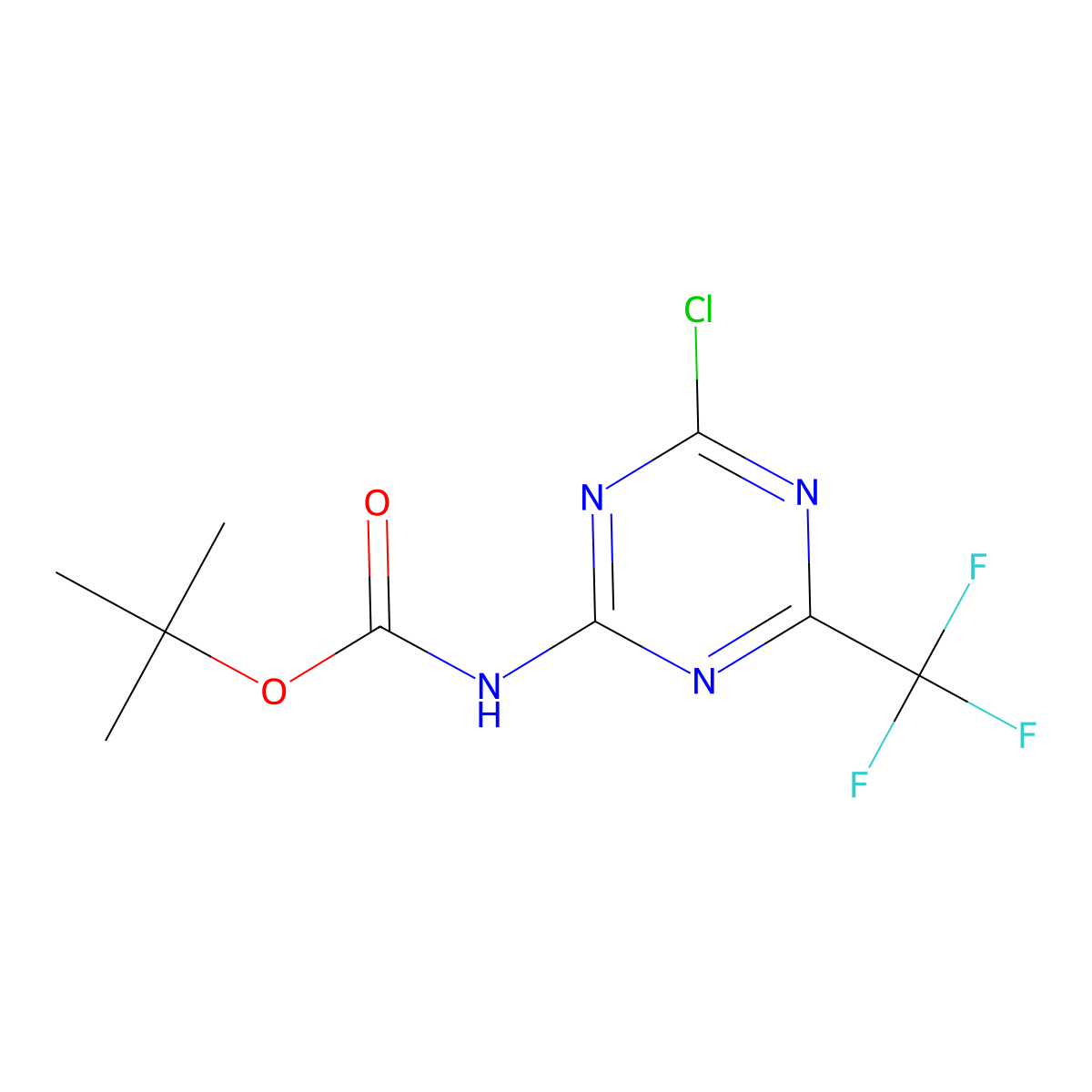 tert-butyl N-[4-chloro-6-(trifluoromethyl)-1,3,5-triazin-2-yl]carbamate molecular structure, CAS 2680748-12-1