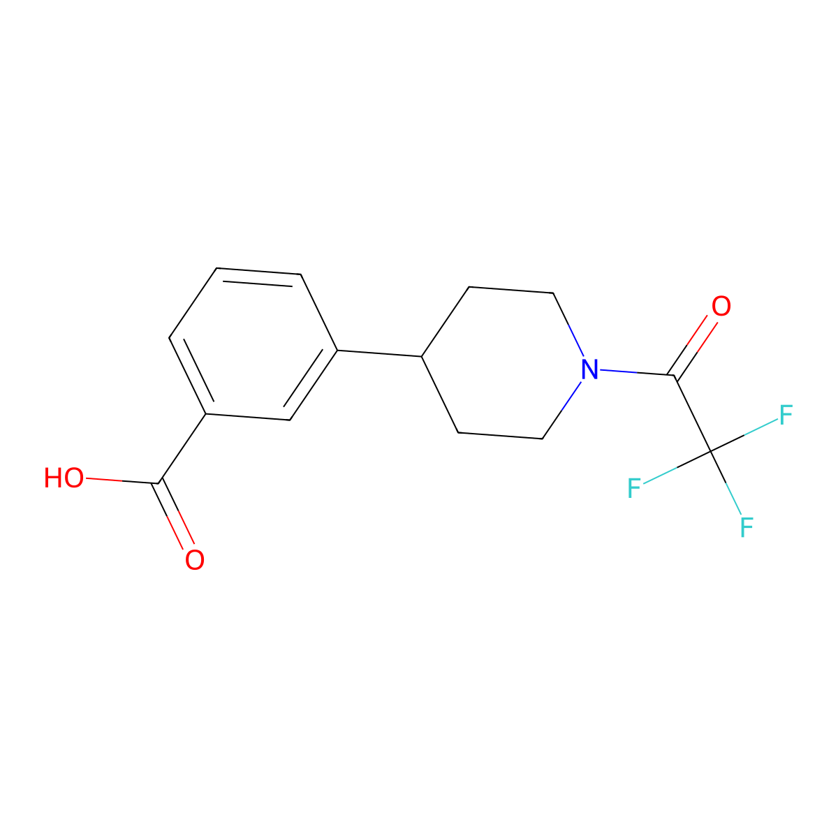 3-[1-(2,2,2-Trifluoroacetyl)piperidin-4-yl]benzoic acid molecular structure, CAS 2680748-28-9