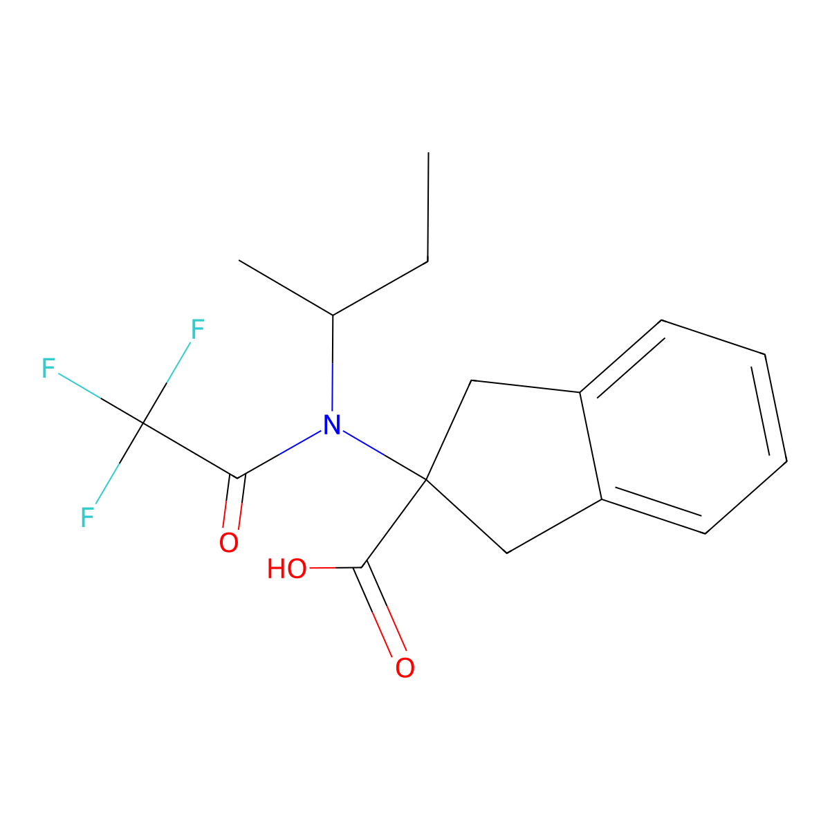 2-[N-(butan-2-yl)-2,2,2-trifluoroacetamido]-2,3-dihydro-1H-indene-2-carboxylic acid molecular structure, CAS 2680748-31-4