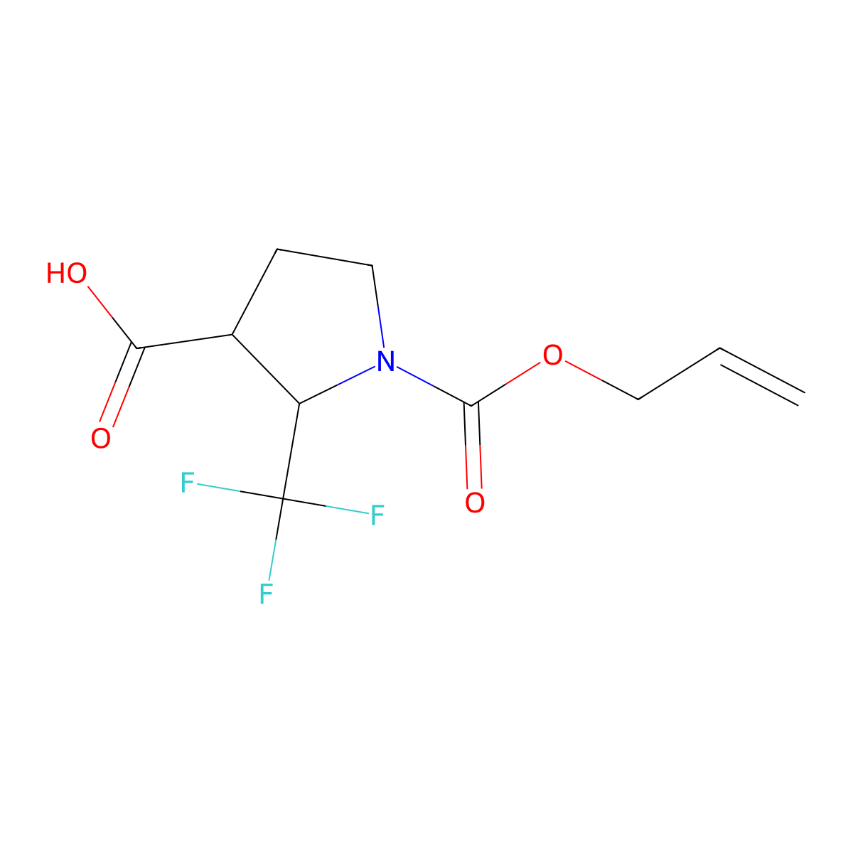 1-[(Prop-2-en-1-yloxy)carbonyl]-2-(trifluoromethyl)pyrrolidine-3-carboxylic acid molecular structure, CAS 2680748-34-7
