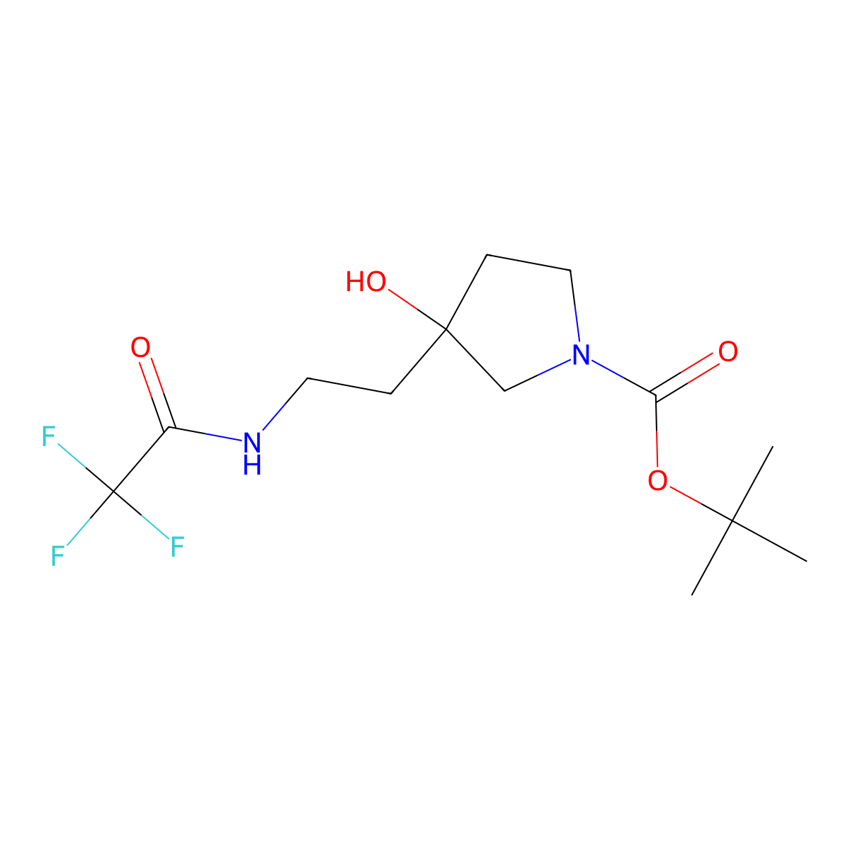 Tert-butyl 3-hydroxy-3-[2-(2,2,2-trifluoroacetamido)ethyl]pyrrolidine-1-carboxylate molecular structure, CAS 2680748-45-0