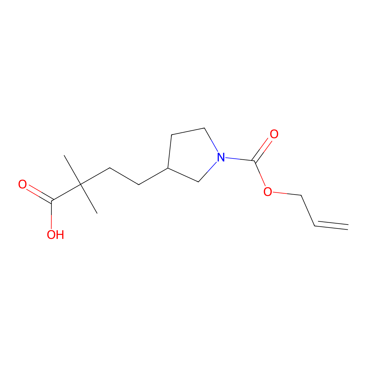 2,2-Dimethyl-4-{1-[(prop-2-en-1-yloxy)carbonyl]pyrrolidin-3-yl}butanoic acid molecular structure, CAS 2680748-48-3
