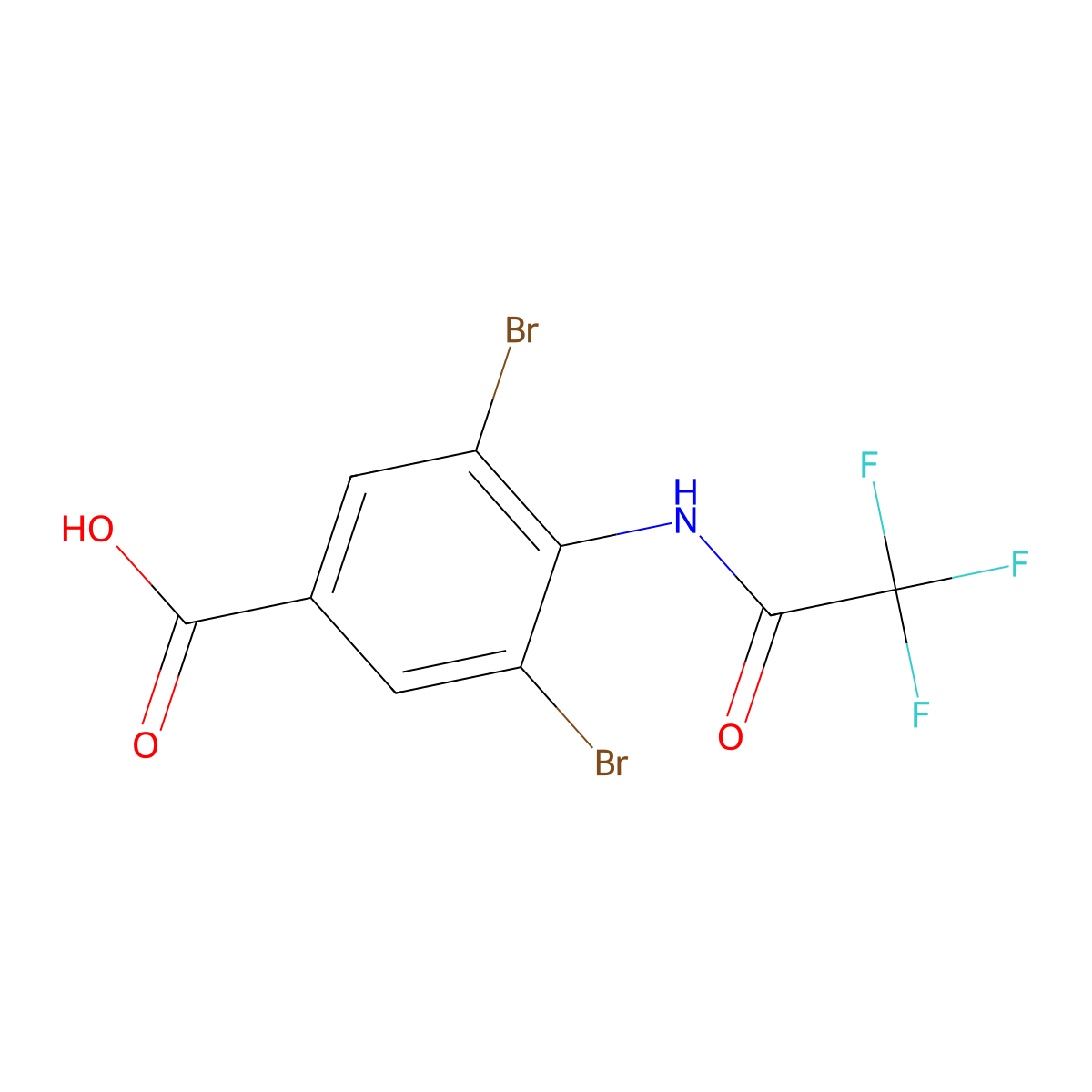 3,5-Dibromo-4-(2,2,2-trifluoroacetamido)benzoic acid molecular structure, CAS 2680748-62-1