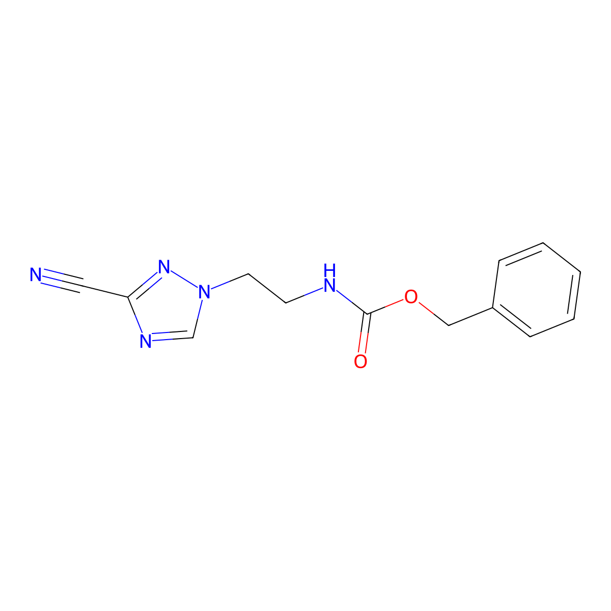 benzyl N-[2-(3-cyano-1H-1,2,4-triazol-1-yl)ethyl]carbamate molecular structure, CAS 2680748-65-4
