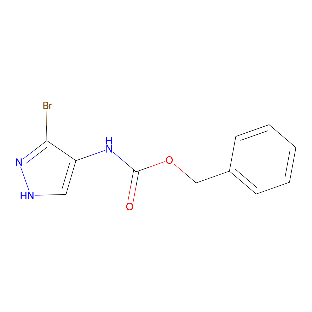 benzyl N-(3-bromo-1H-pyrazol-4-yl)carbamate molecular structure, CAS 2680748-70-1