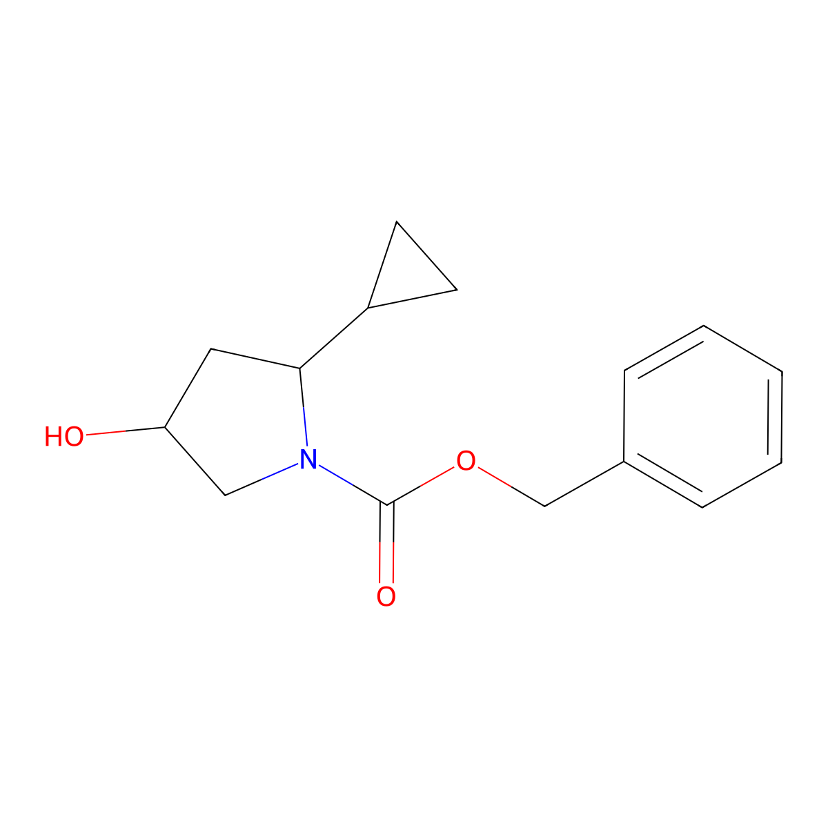 Benzyl 2-cyclopropyl-4-hydroxypyrrolidine-1-carboxylate molecular structure, CAS 2680748-71-2