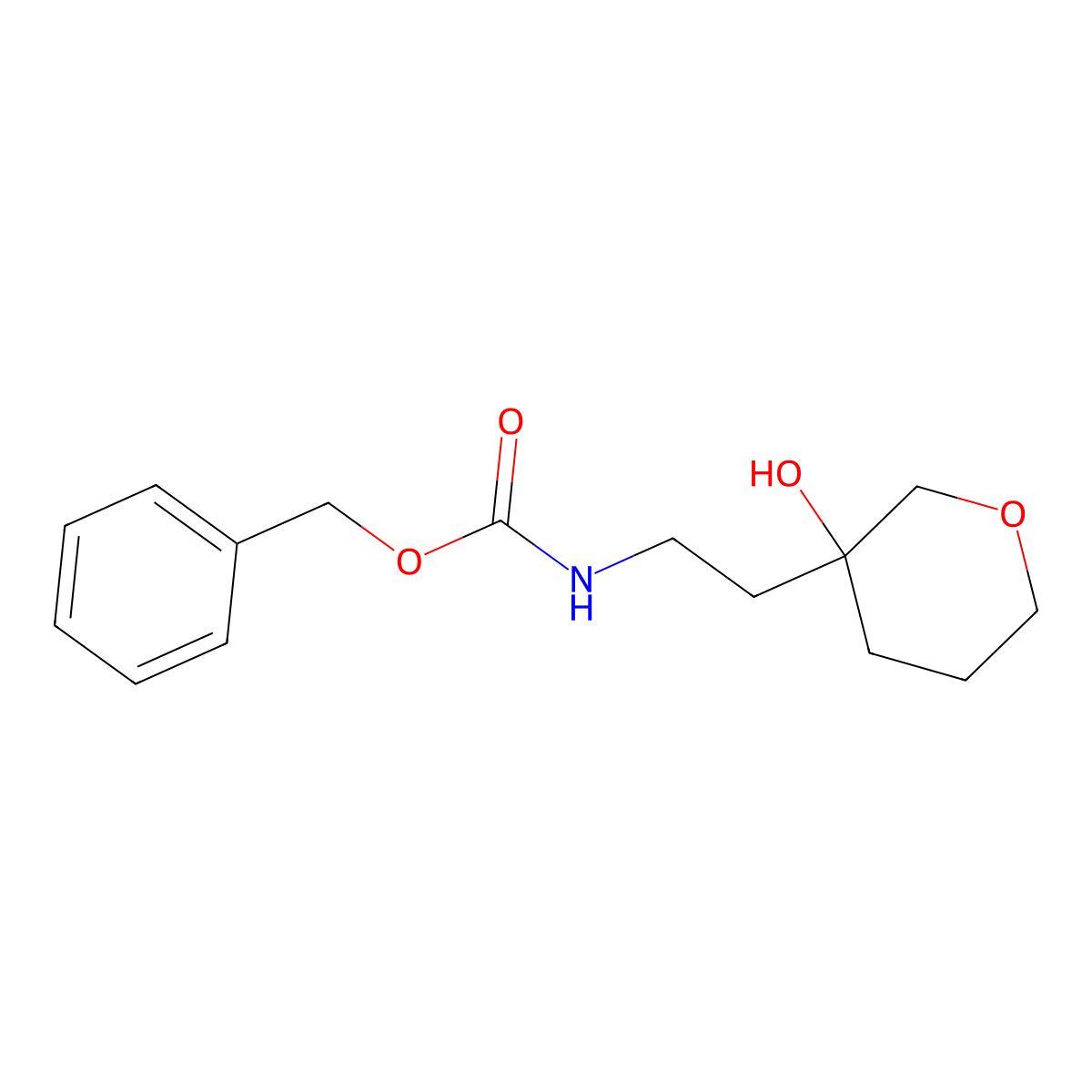 benzyl N-[2-(3-hydroxyoxan-3-yl)ethyl]carbamate molecular structure, CAS 2680748-79-0