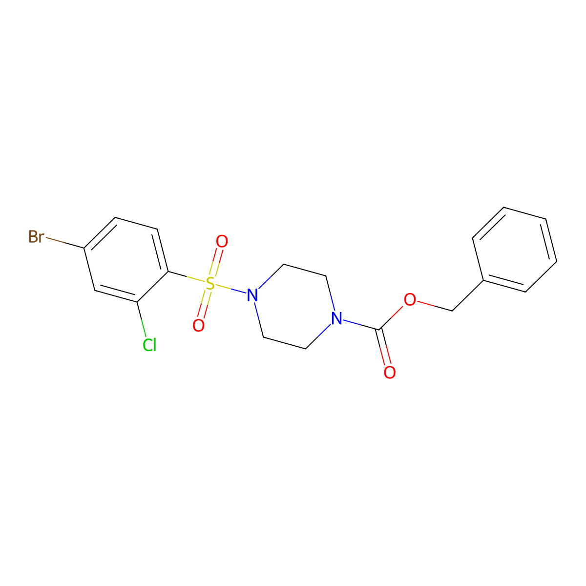 Benzyl 4-(4-bromo-2-chlorobenzenesulfonyl)piperazine-1-carboxylate molecular structure, CAS 2680748-82-5