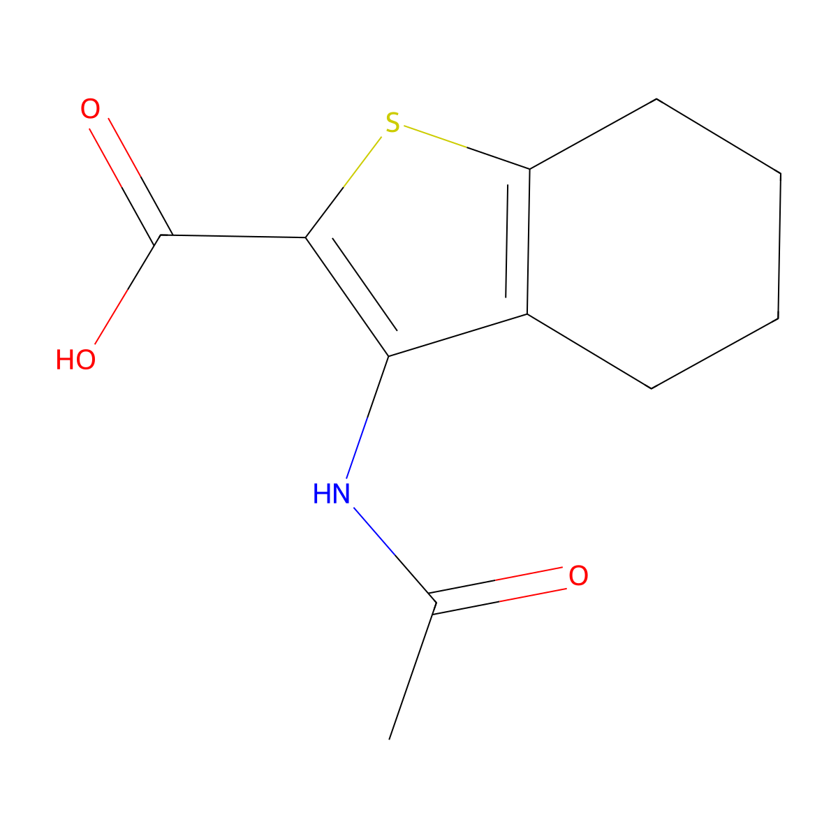 3-Acetamido-4,5,6,7-tetrahydro-1-benzothiophene-2-carboxylic acid molecular structure, CAS 2680748-87-0