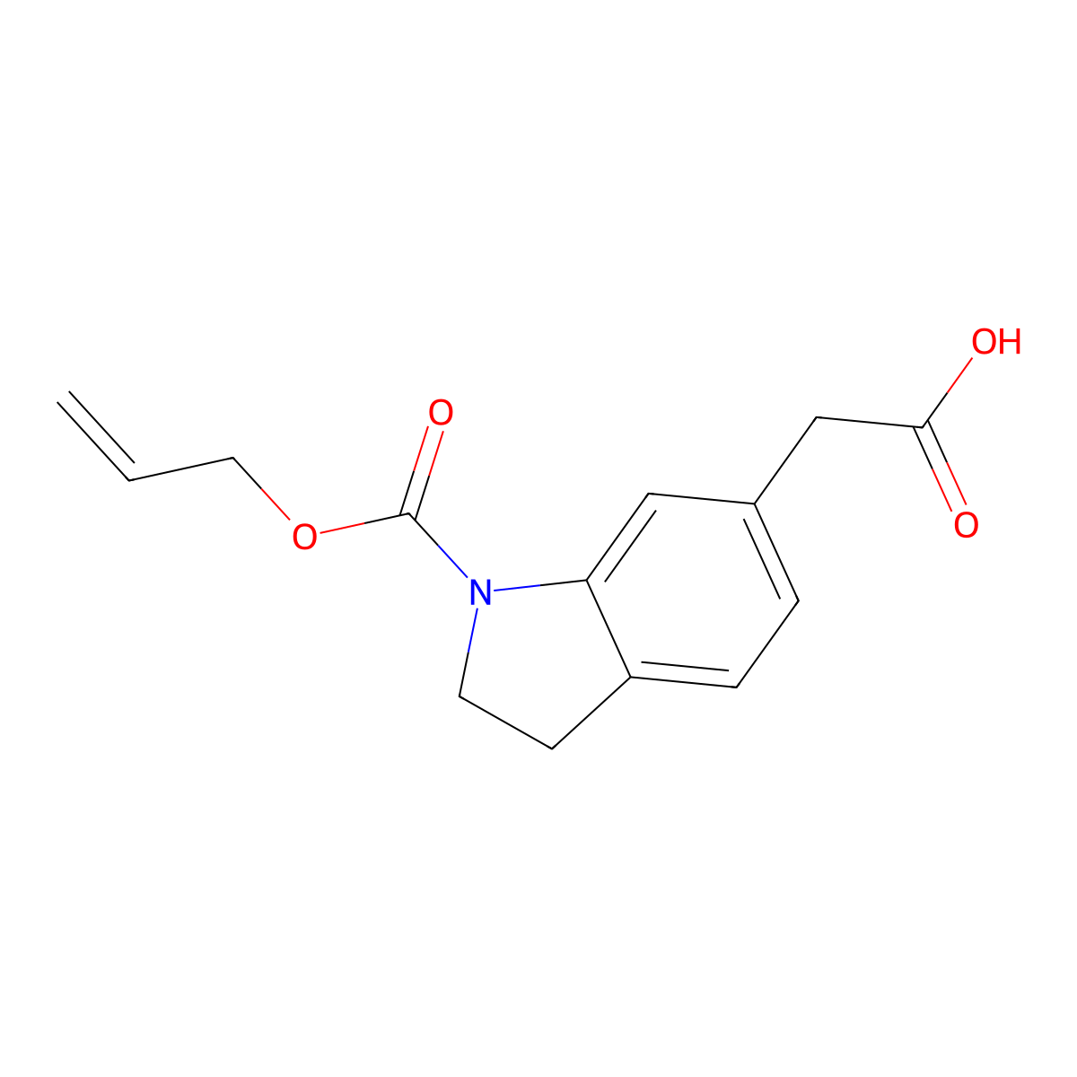 2-{1-[(prop-2-en-1-yloxy)carbonyl]-2,3-dihydro-1H-indol-6-yl}acetic acid molecular structure, CAS 2680748-89-2
