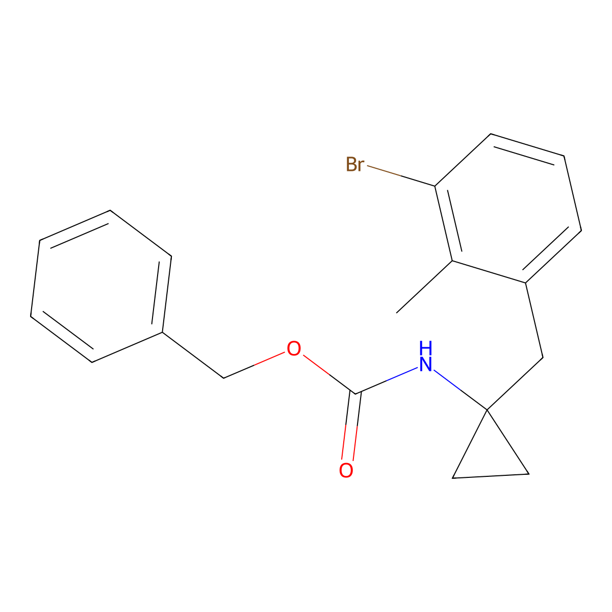 benzyl N-{1-[(3-bromo-2-methylphenyl)methyl]cyclopropyl}carbamate molecular structure, CAS 2680748-91-6
