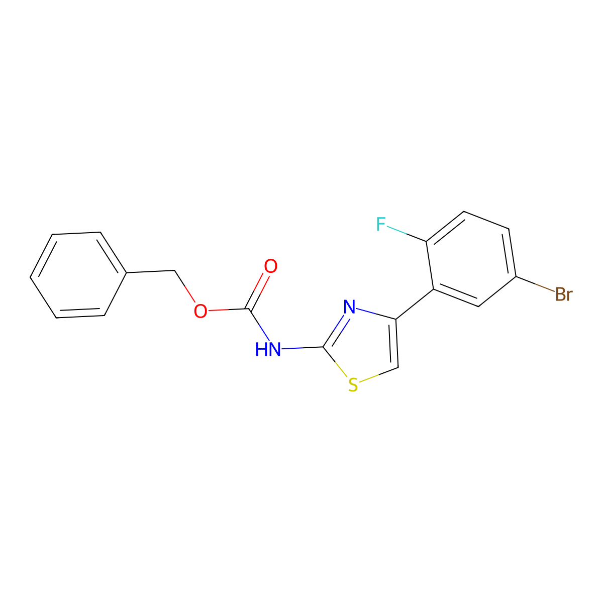 benzyl N-[4-(5-bromo-2-fluorophenyl)-1,3-thiazol-2-yl]carbamate molecular structure, CAS 2680748-93-8