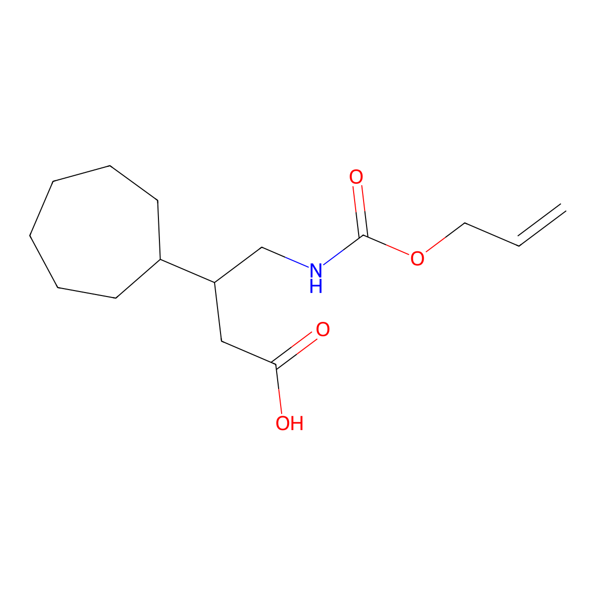 3-Cycloheptyl-4-{[(prop-2-en-1-yloxy)carbonyl]amino}butanoic acid molecular structure, CAS 2680748-95-0