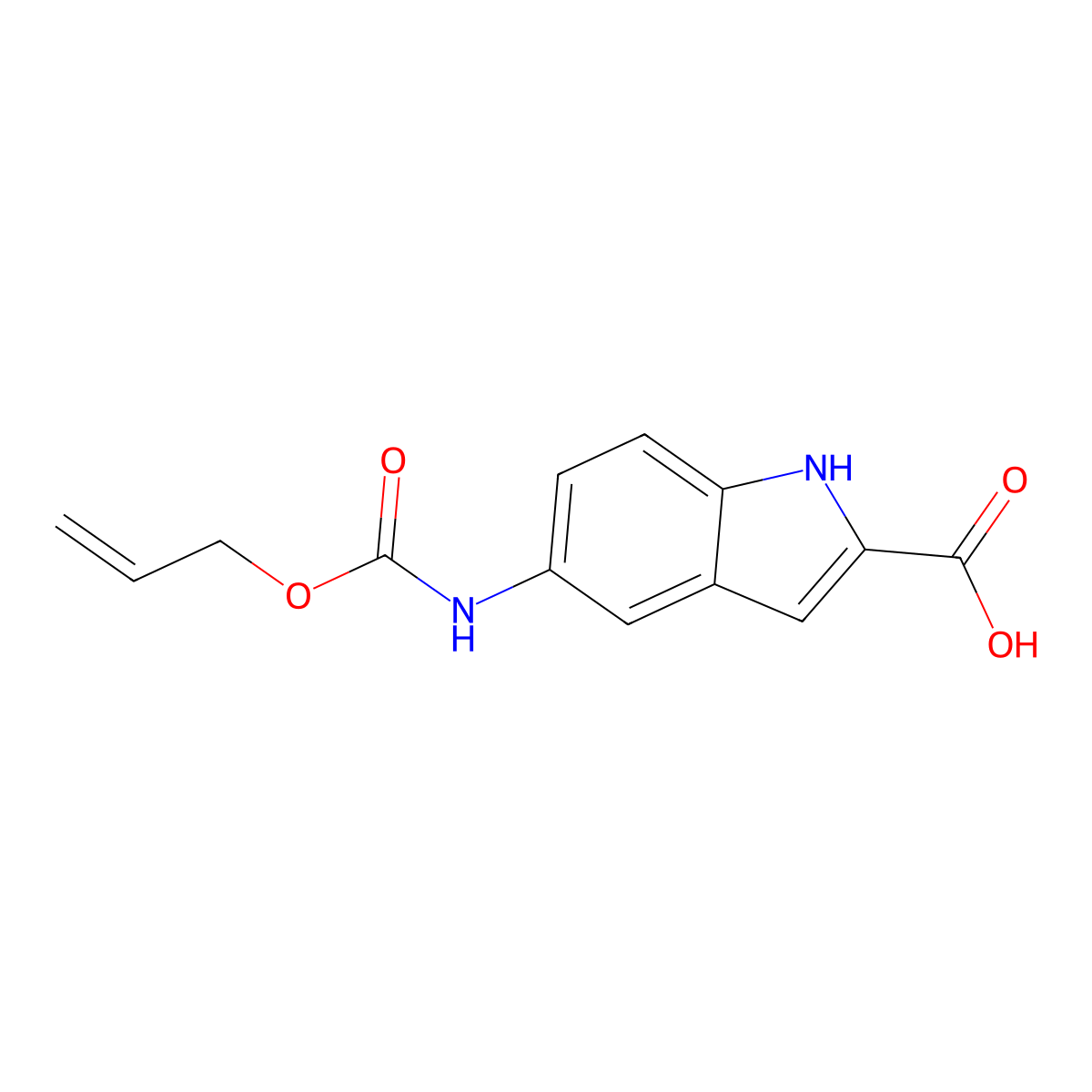 5-{[(prop-2-en-1-yloxy)carbonyl]amino}-1H-indole-2-carboxylic acid molecular structure, CAS 2680748-98-3
