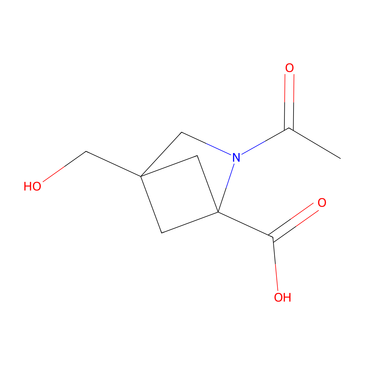 2-Acetyl-4-(hydroxymethyl)-2-azabicyclo[2.1.1]hexane-1-carboxylic acid molecular structure, CAS 2680749-03-3