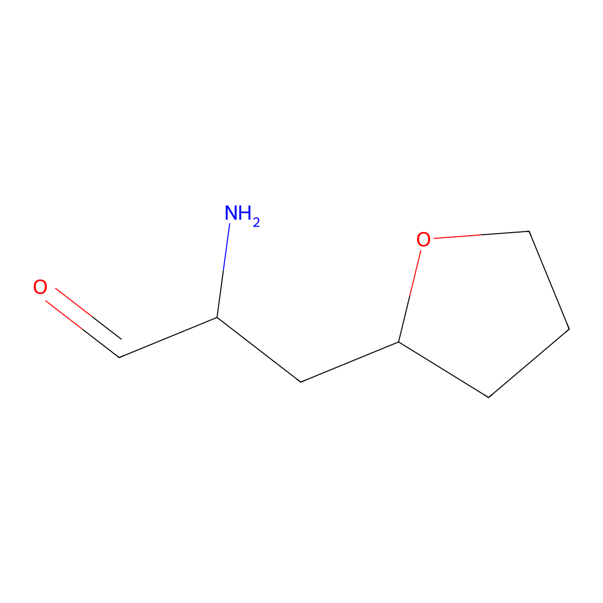 2-Amino-3-(oxolan-2-yl)propanal molecular structure, CAS 2680749-05-5