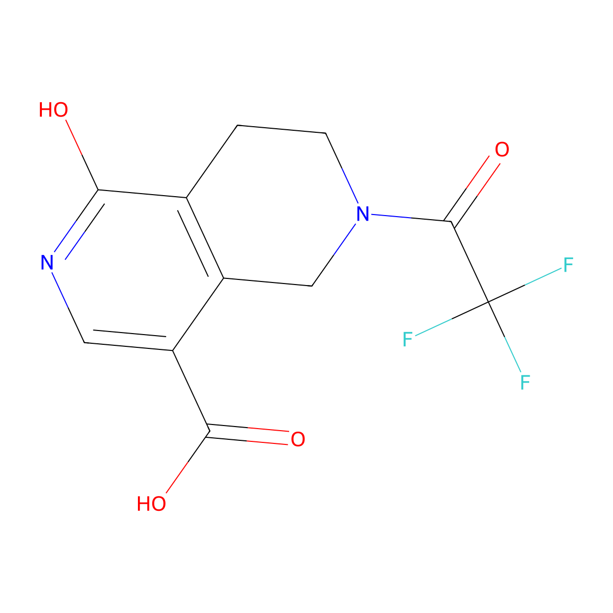 1-Hydroxy-6-(2,2,2-trifluoroacetyl)-5,6,7,8-tetrahydro-2,6-naphthyridine-4-carboxylic acid molecular structure, CAS 2680749-06-6
