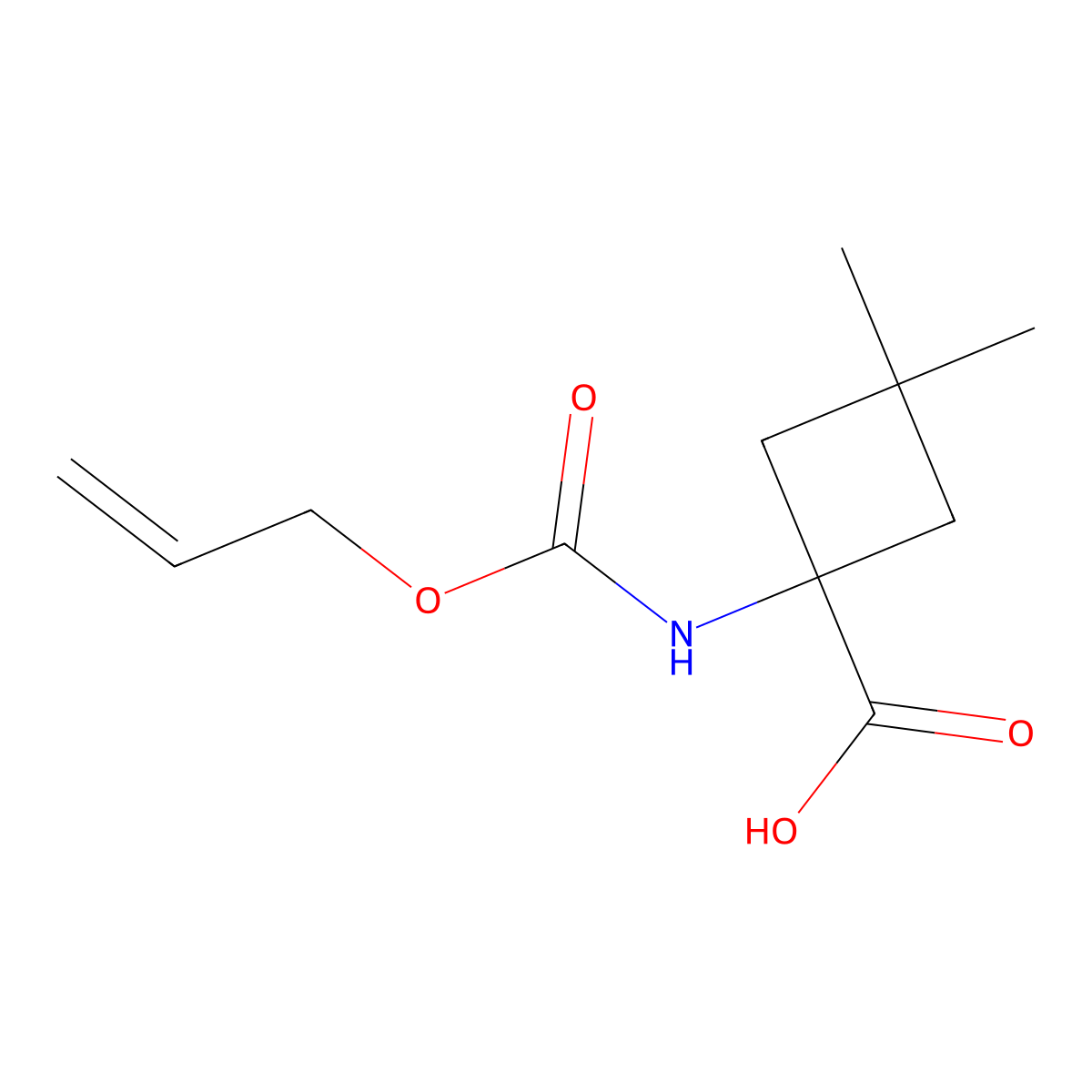 3,3-Dimethyl-1-{[(prop-2-en-1-yloxy)carbonyl]amino}cyclobutane-1-carboxylic acid molecular structure, CAS 2680749-07-7