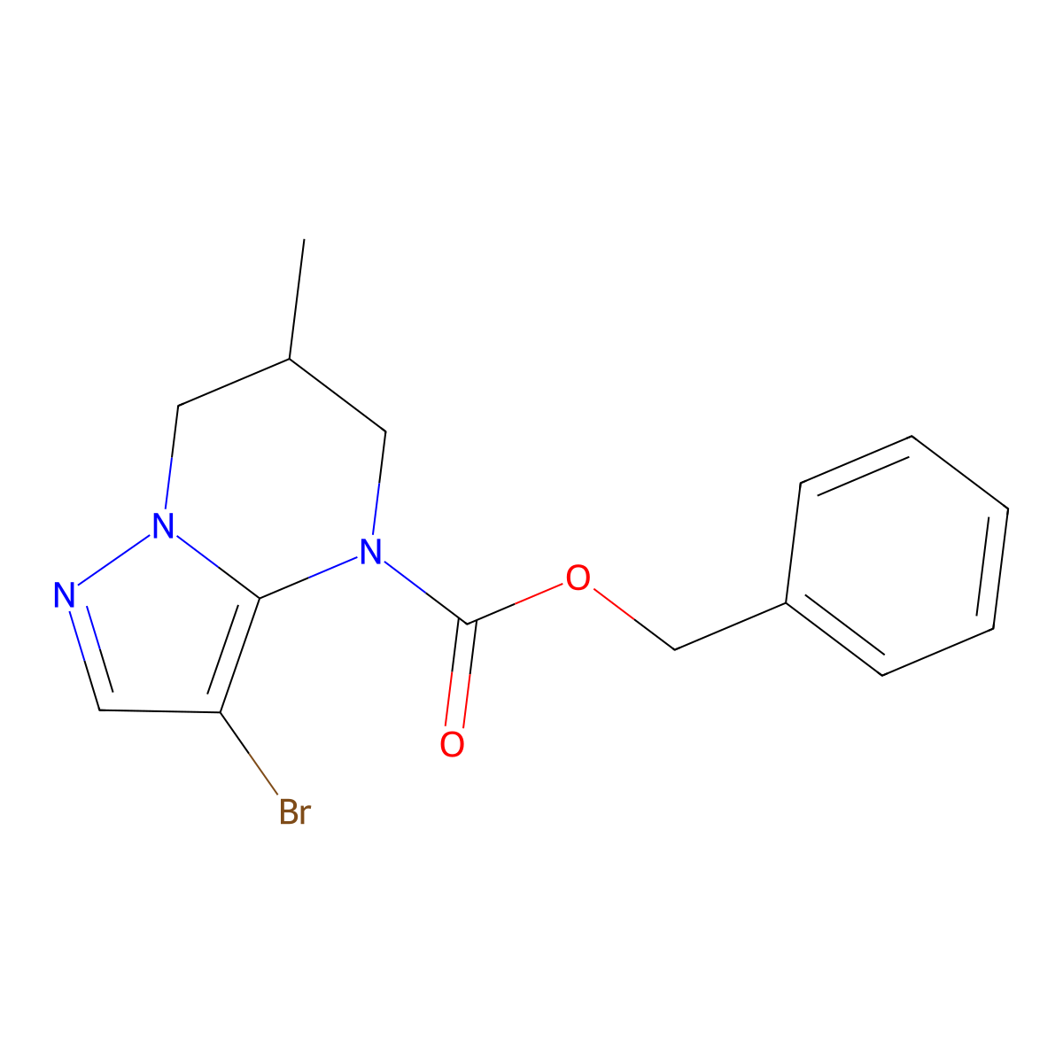 benzyl 3-bromo-6-methyl-4H,5H,6H,7H-pyrazolo[1,5-a]pyrimidine-4-carboxylate molecular structure, CAS 2680749-15-7