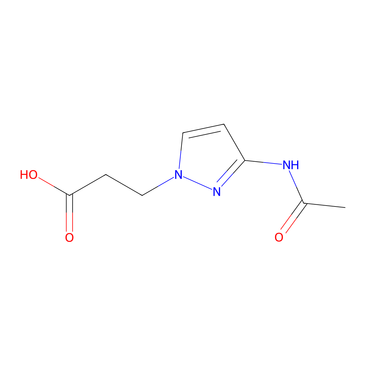 3-(3-acetamido-1H-pyrazol-1-yl)propanoic acid molecular structure, CAS 2680749-16-8