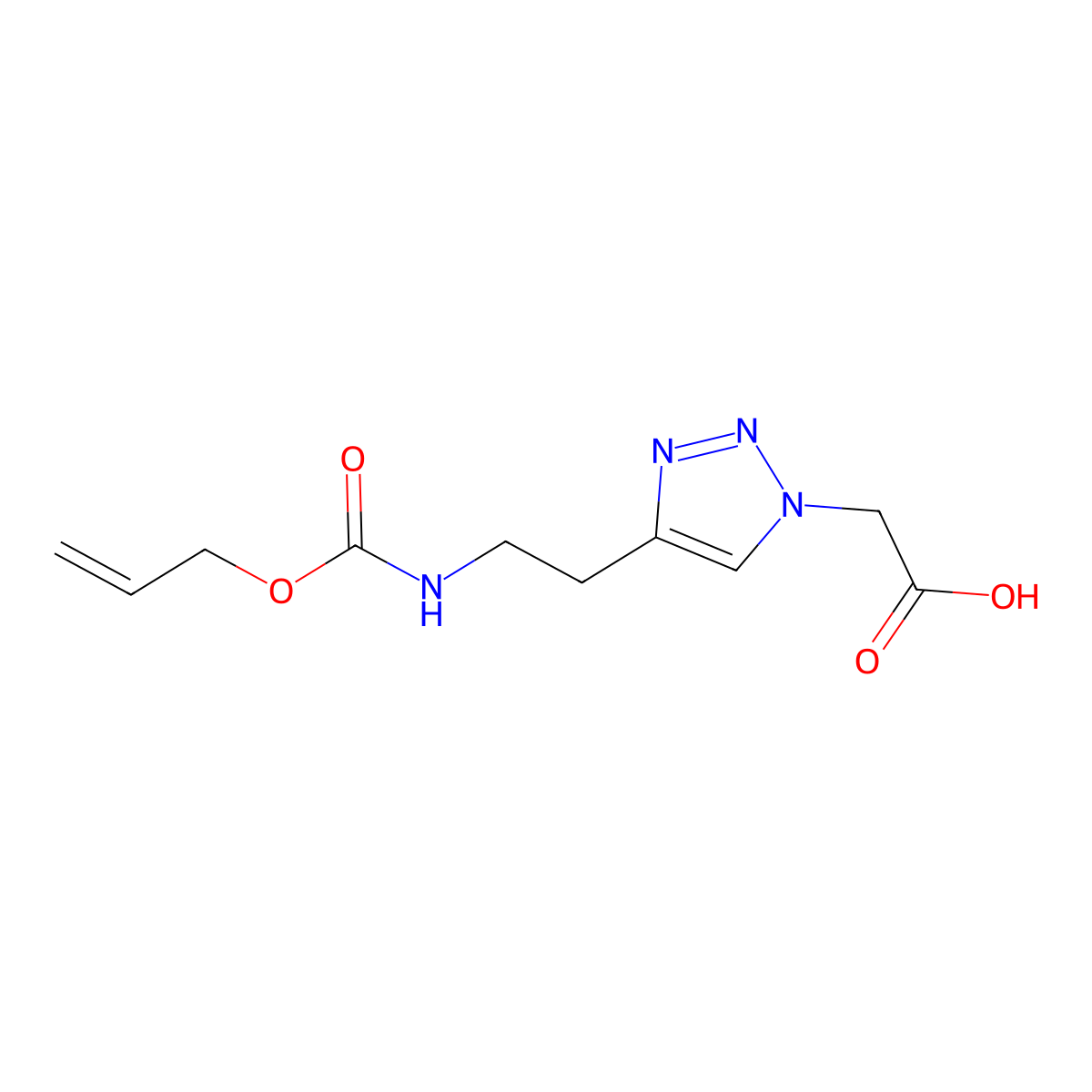 2-[4-(2-{[(prop-2-en-1-yloxy)carbonyl]amino}ethyl)-1H-1,2,3-triazol-1-yl]acetic acid molecular structure, CAS 2680749-20-4