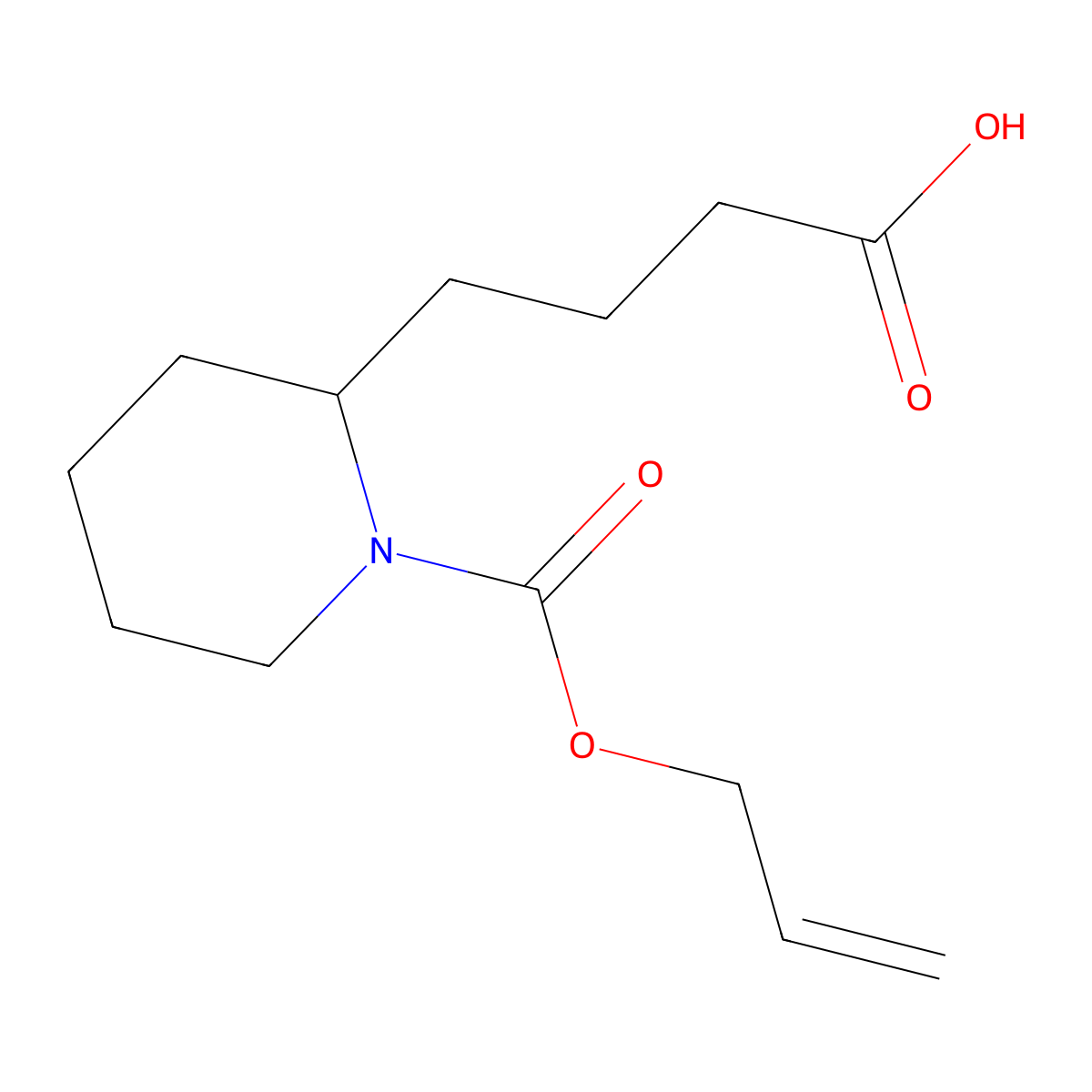 4-{1-[(Prop-2-en-1-yloxy)carbonyl]piperidin-2-yl}butanoic acid molecular structure, CAS 2680749-31-7