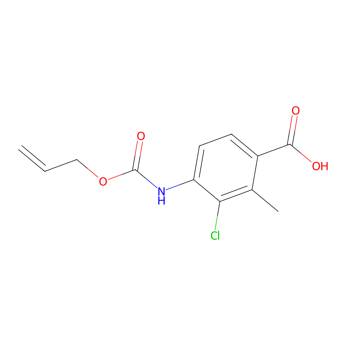 3-Chloro-2-methyl-4-{[(prop-2-en-1-yloxy)carbonyl]amino}benzoic acid molecular structure, CAS 2680749-34-0