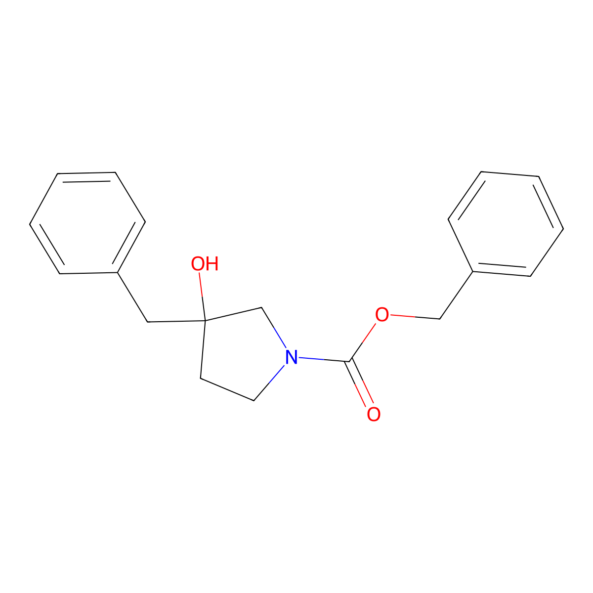 Benzyl 3-benzyl-3-hydroxypyrrolidine-1-carboxylate molecular structure, CAS 2680749-35-1