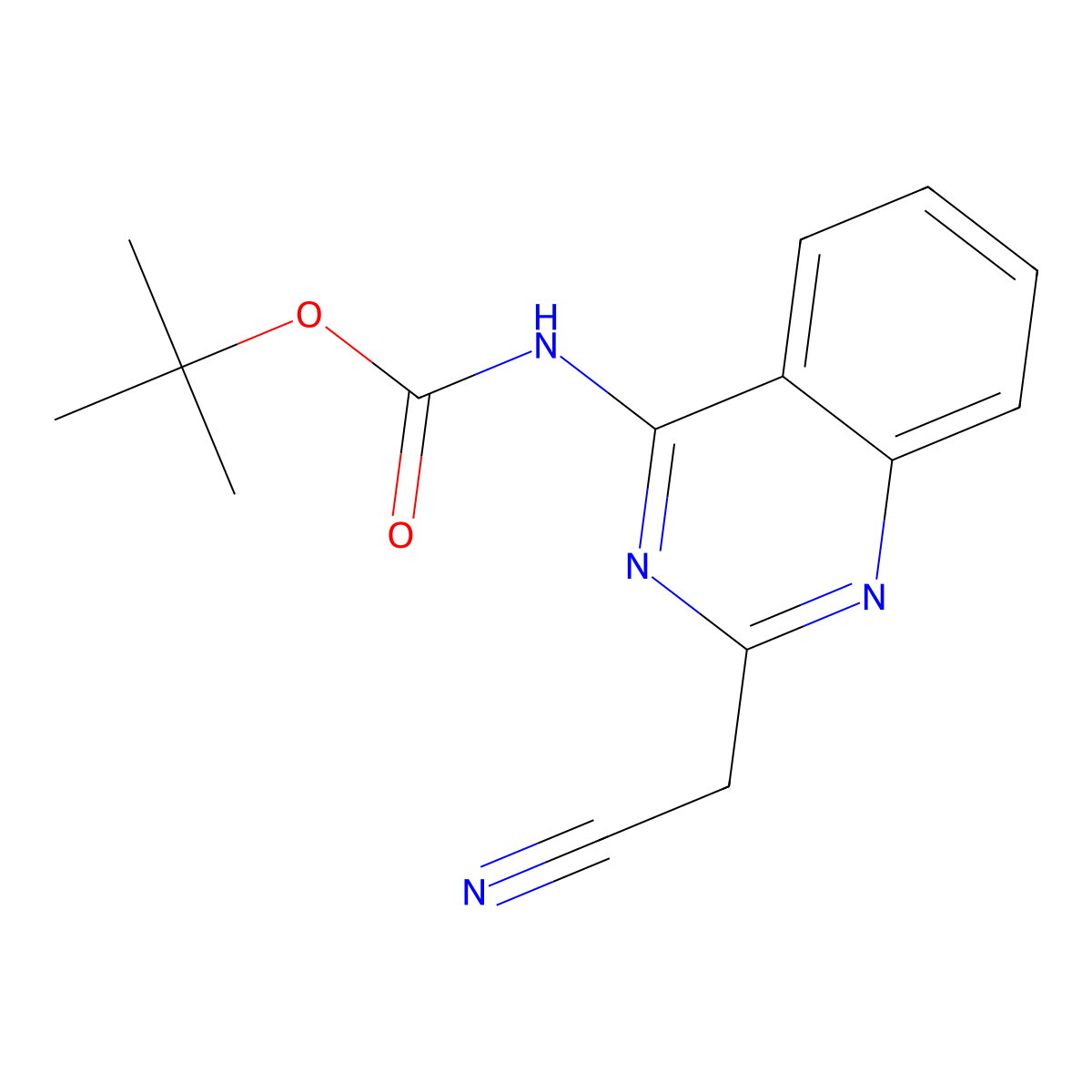 tert-butyl N-[2-(cyanomethyl)quinazolin-4-yl]carbamate molecular structure, CAS 2680749-45-3
