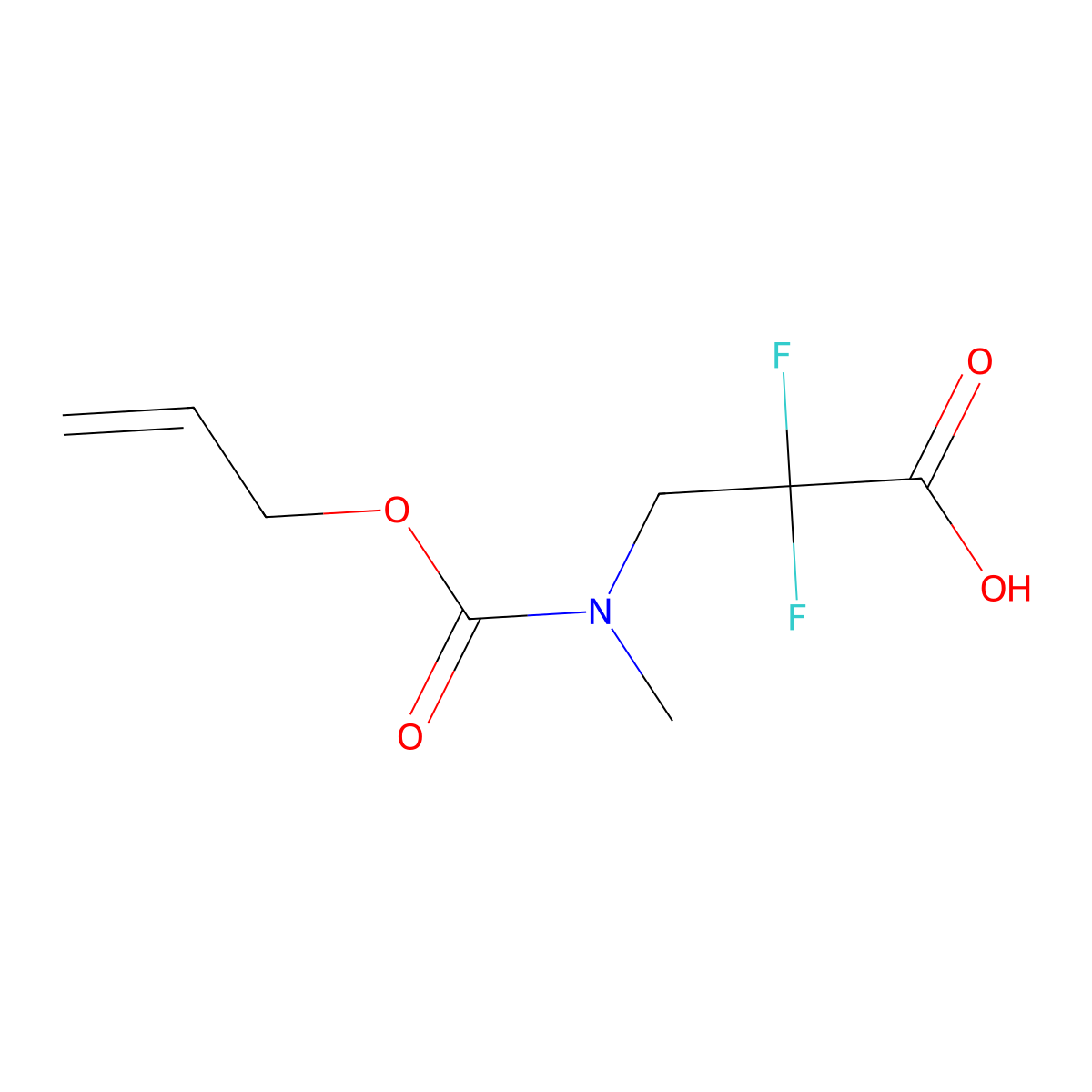 2,2-Difluoro-3-{methyl[(prop-2-en-1-yloxy)carbonyl]amino}propanoic acid molecular structure, CAS 2680749-57-7