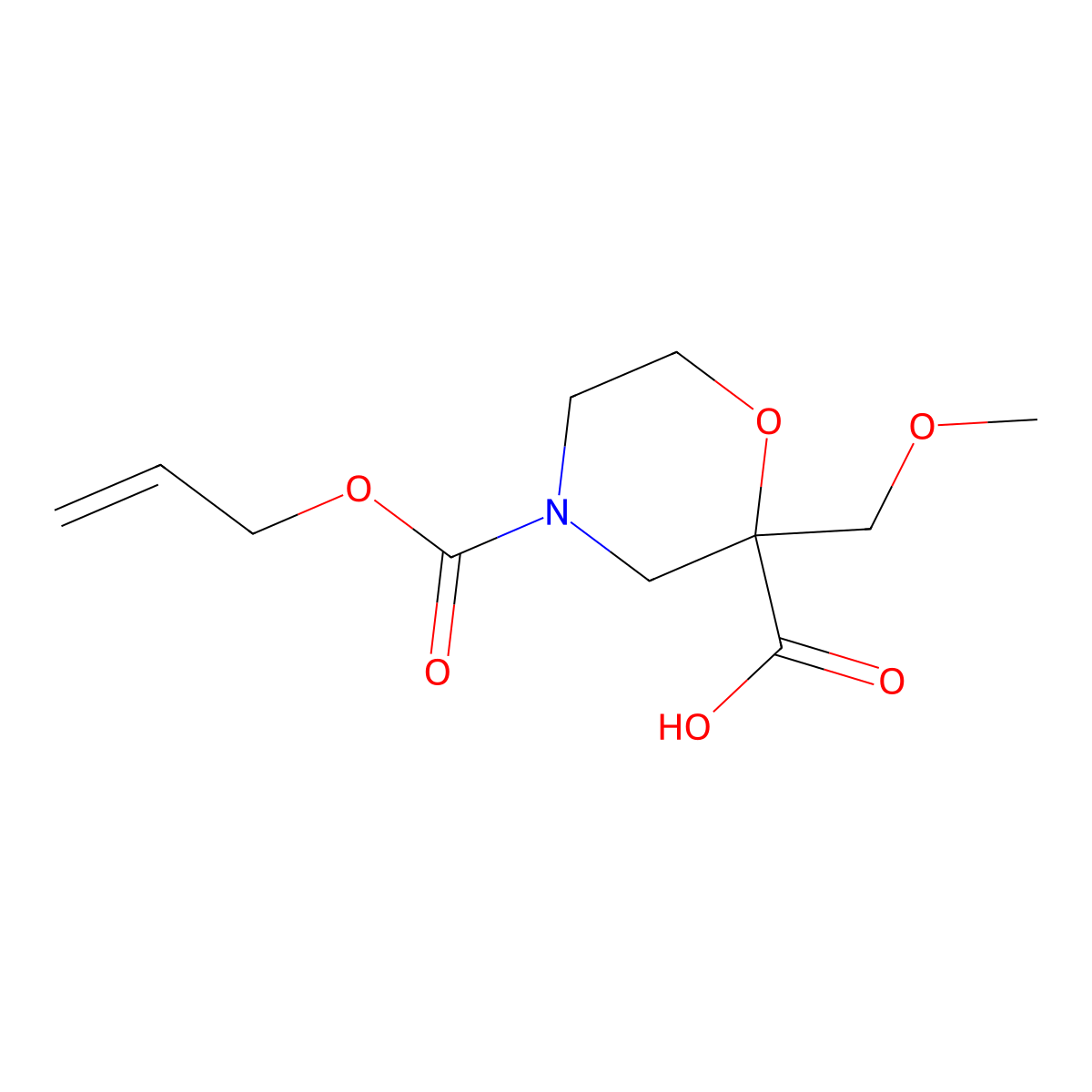 2-(Methoxymethyl)-4-[(prop-2-en-1-yloxy)carbonyl]morpholine-2-carboxylic acid molecular structure, CAS 2680749-61-3