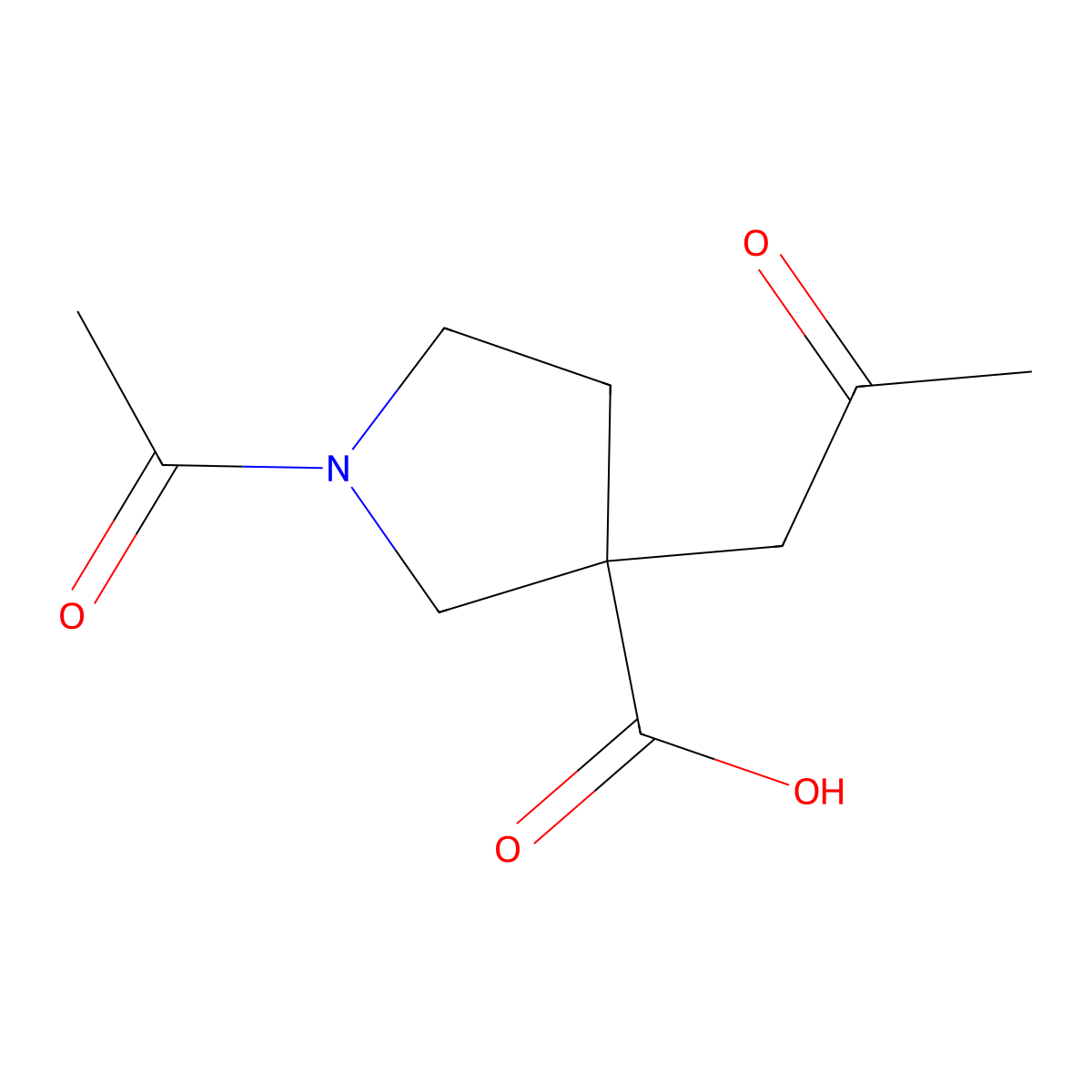 1-Acetyl-3-(2-oxopropyl)pyrrolidine-3-carboxylic acid molecular structure, CAS 2680749-75-9