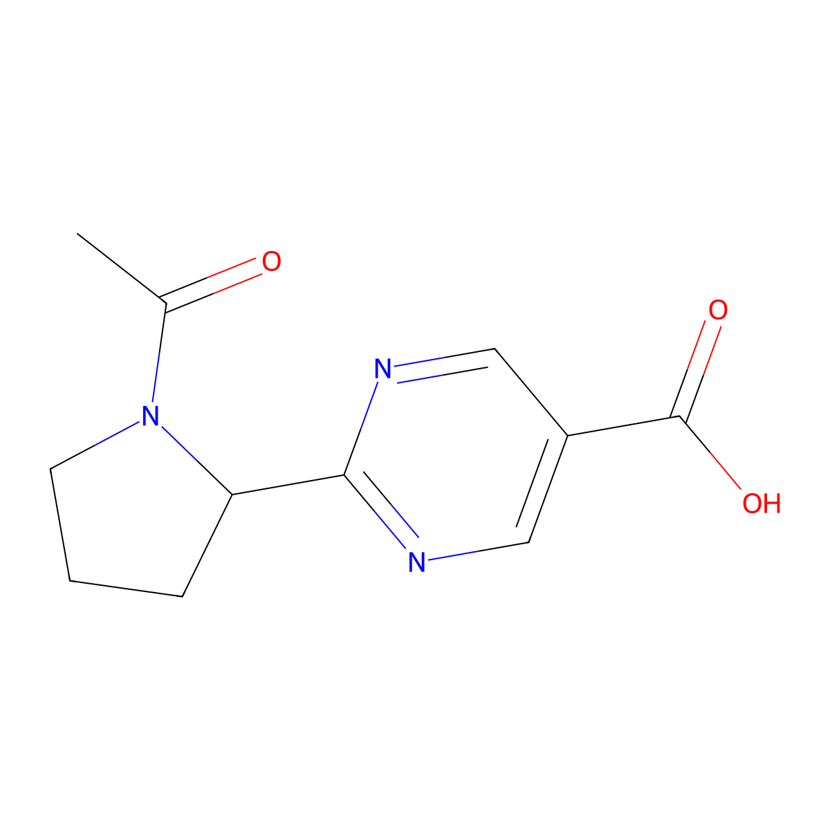 2-(1-Acetylpyrrolidin-2-yl)pyrimidine-5-carboxylic acid molecular structure, CAS 2680749-77-1