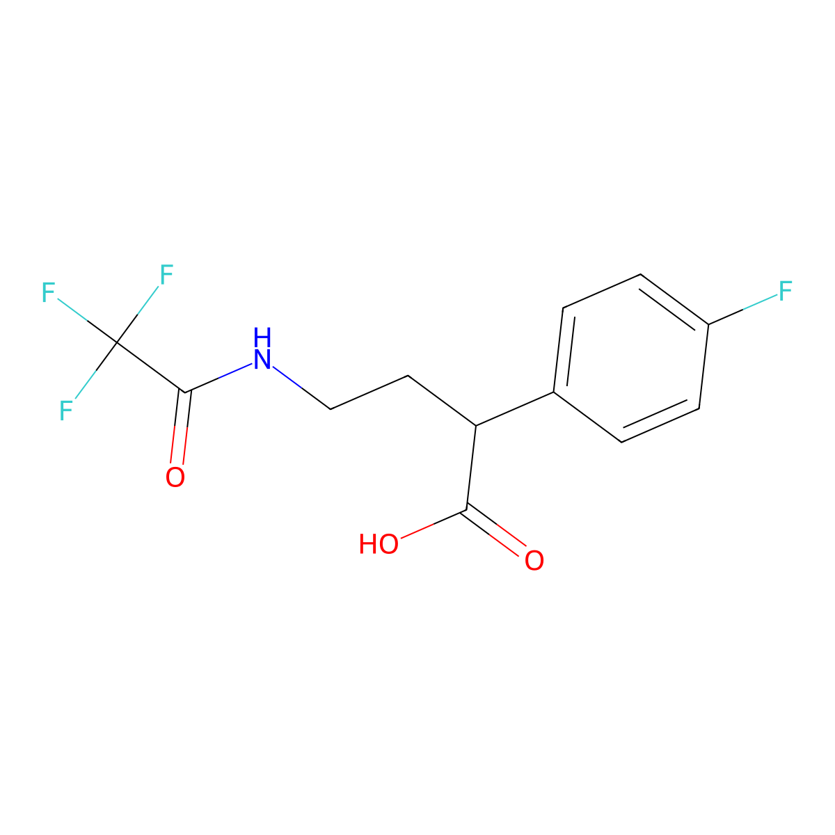 2-(4-Fluorophenyl)-4-(2,2,2-trifluoroacetamido)butanoic acid molecular structure, CAS 2680749-84-0