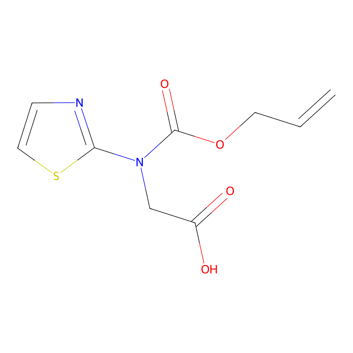 2-{[(Prop-2-en-1-yloxy)carbonyl](1,3-thiazol-2-yl)amino}acetic acid molecular structure, CAS 2680749-87-3