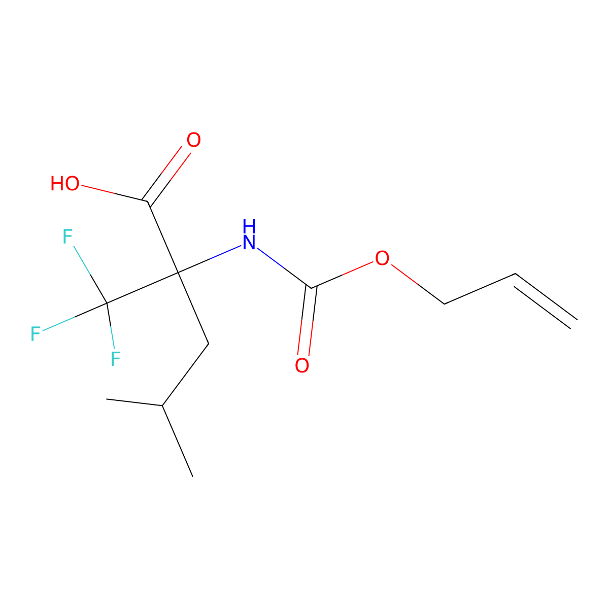 4-Methyl-2-{[(prop-2-en-1-yloxy)carbonyl]amino}-2-(trifluoromethyl)pentanoic acid molecular structure, CAS 2680749-92-0