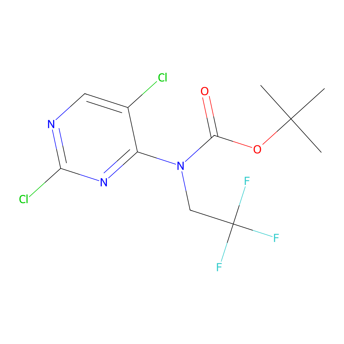 tert-butyl N-(2,5-dichloropyrimidin-4-yl)-N-(2,2,2-trifluoroethyl)carbamate molecular structure, CAS 2680749-96-4