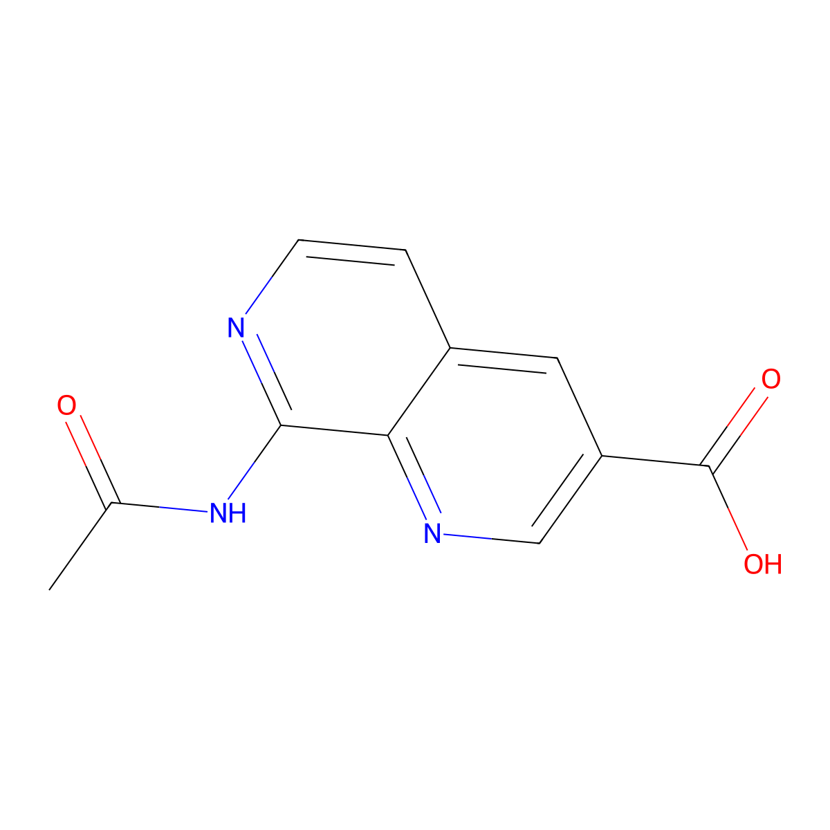 8-Acetamido-1,7-naphthyridine-3-carboxylic acid molecular structure, CAS 2680749-97-5