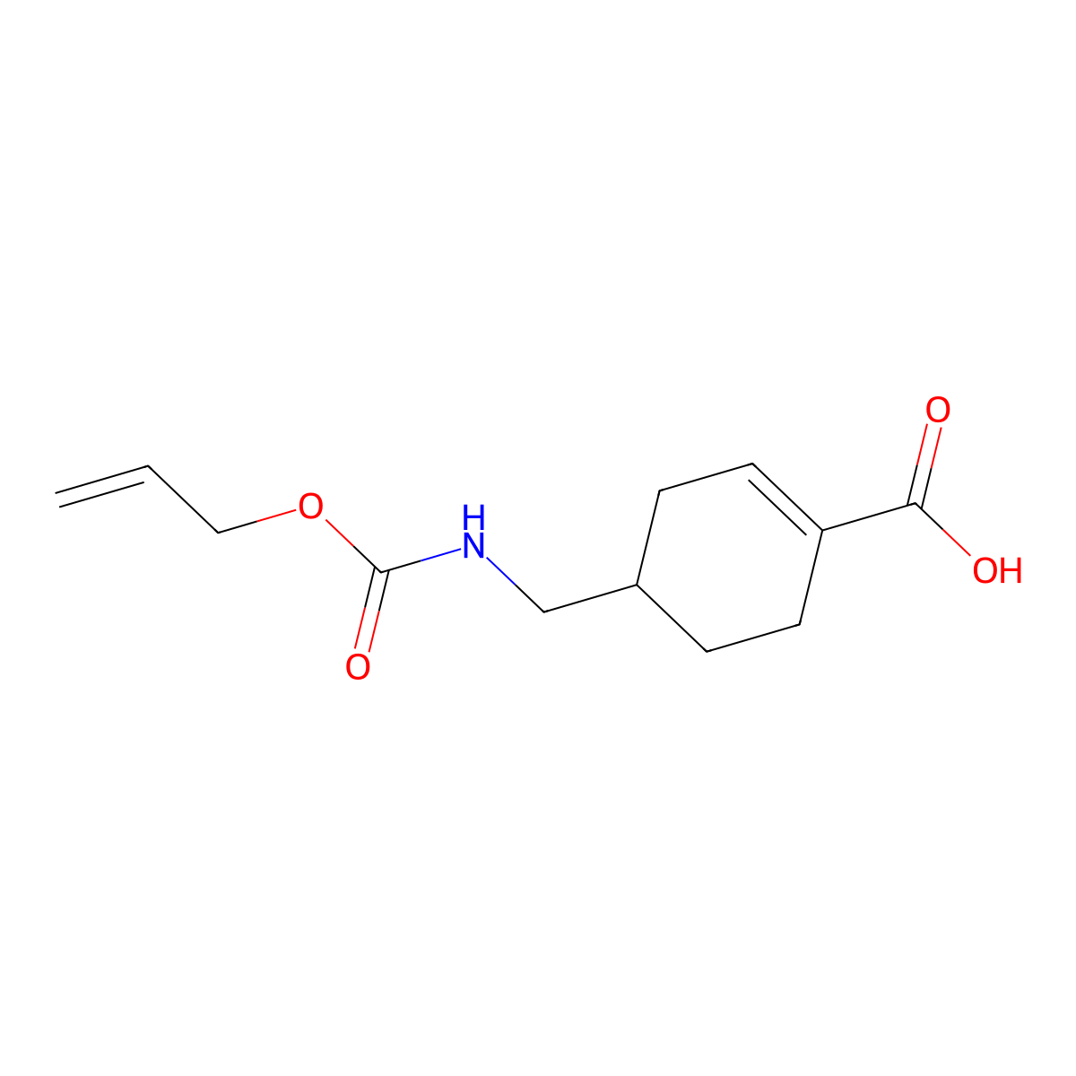 4-({[(Prop-2-en-1-yloxy)carbonyl]amino}methyl)cyclohex-1-ene-1-carboxylic acid molecular structure, CAS 2680749-98-6