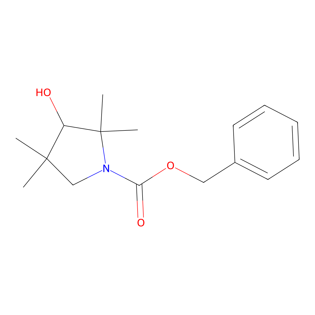 Benzyl 3-hydroxy-2,2,4,4-tetramethylpyrrolidine-1-carboxylate molecular structure, CAS 2680750-00-7