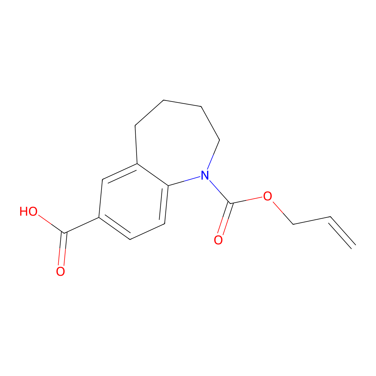 1-[(prop-2-en-1-yloxy)carbonyl]-2,3,4,5-tetrahydro-1H-1-benzazepine-7-carboxylic acid molecular structure, CAS 2680750-01-8