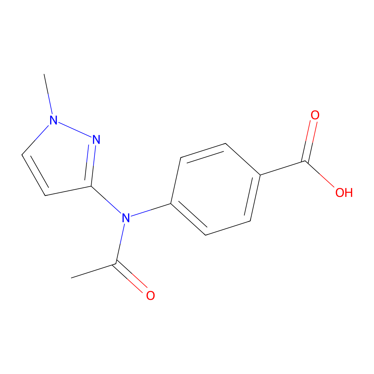 4-[N-(1-methyl-1H-pyrazol-3-yl)acetamido]benzoic acid molecular structure, CAS 2680750-09-6
