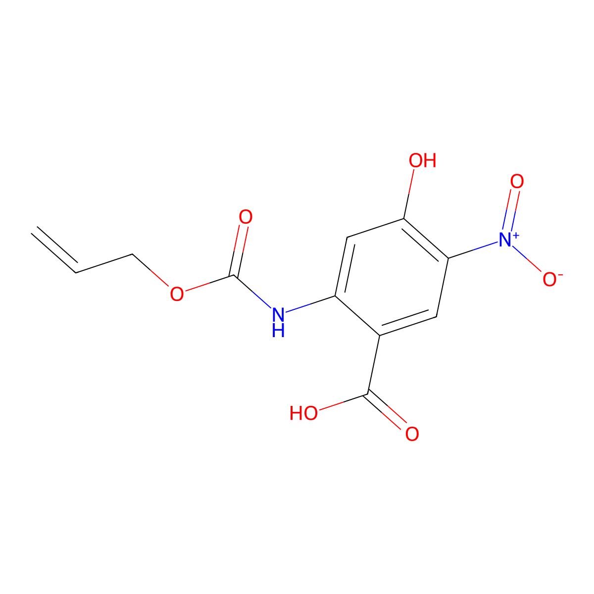4-Hydroxy-5-nitro-2-{[(prop-2-en-1-yloxy)carbonyl]amino}benzoic acid molecular structure, CAS 2680750-13-2