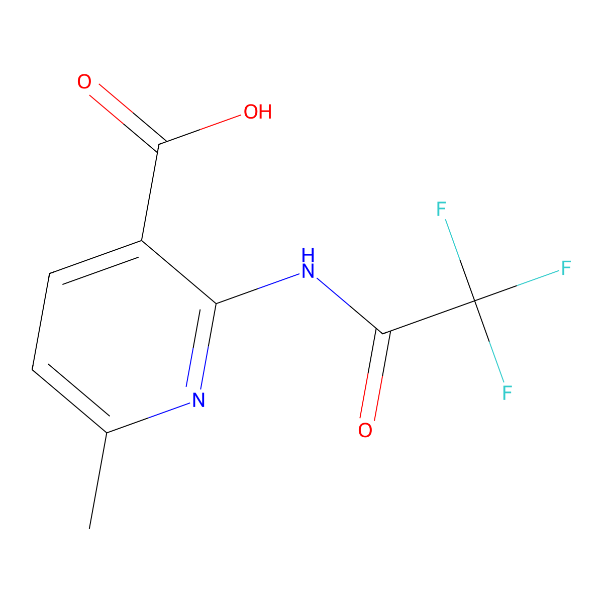 6-Methyl-2-(2,2,2-trifluoroacetamido)pyridine-3-carboxylic acid molecular structure, CAS 2680750-16-5