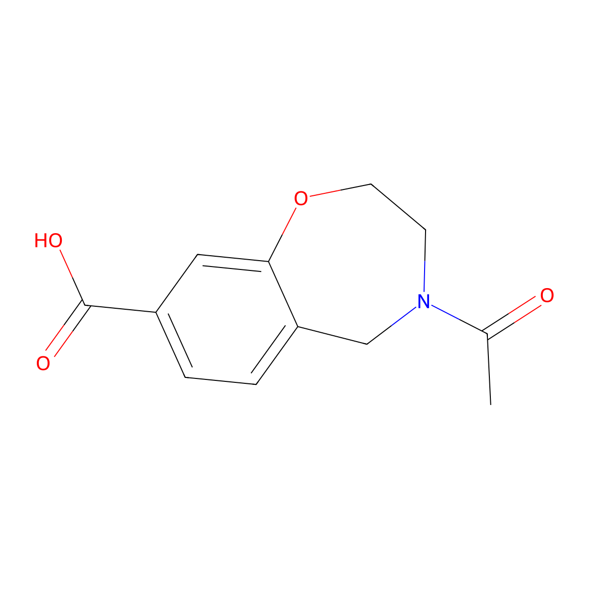 4-Acetyl-2,3,4,5-tetrahydro-1,4-benzoxazepine-8-carboxylic acid molecular structure, CAS 2680750-18-7
