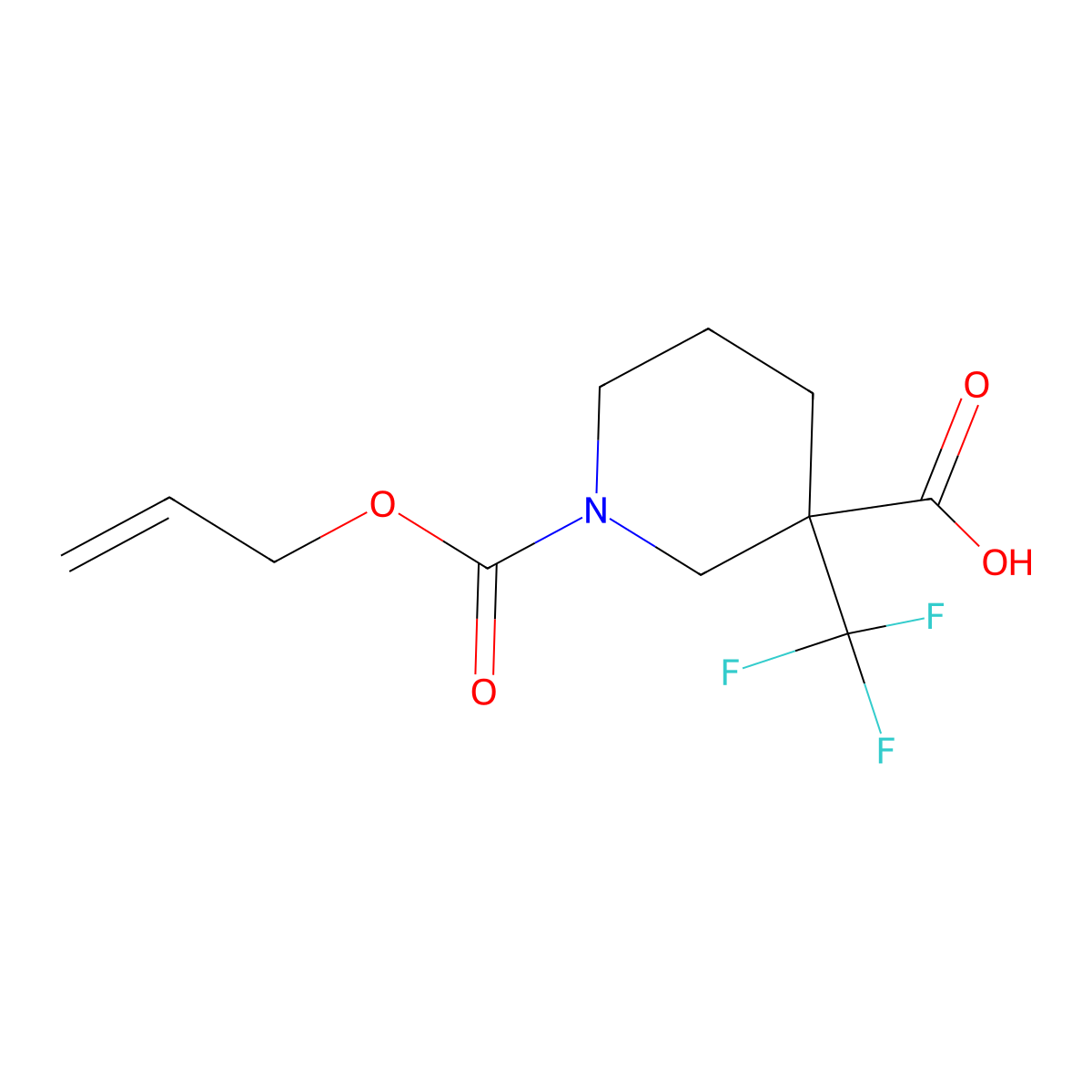 1-[(Prop-2-en-1-yloxy)carbonyl]-3-(trifluoromethyl)piperidine-3-carboxylic acid molecular structure, CAS 2680750-22-3