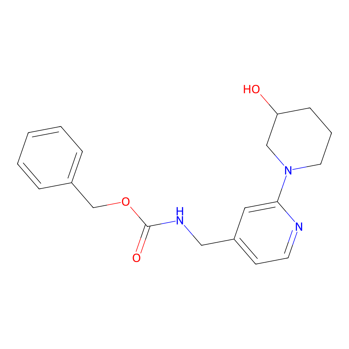benzyl N-{[2-(3-hydroxypiperidin-1-yl)pyridin-4-yl]methyl}carbamate molecular structure, CAS 2680750-24-5