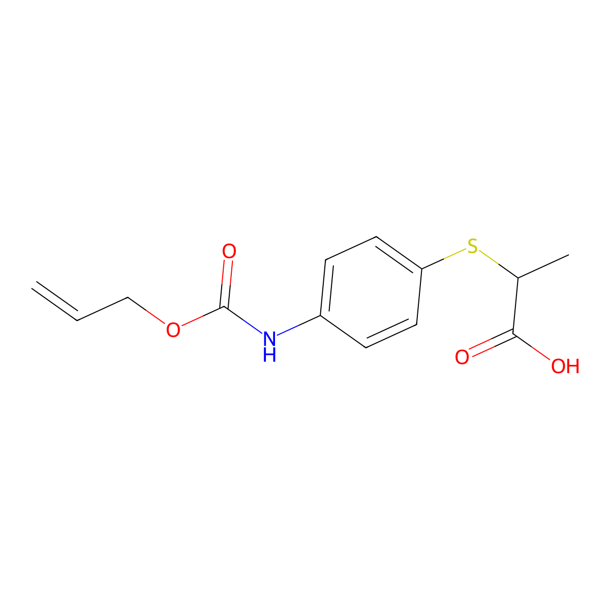 2-[(4-{[(Prop-2-en-1-yloxy)carbonyl]amino}phenyl)sulfanyl]propanoic acid molecular structure, CAS 2680750-25-6